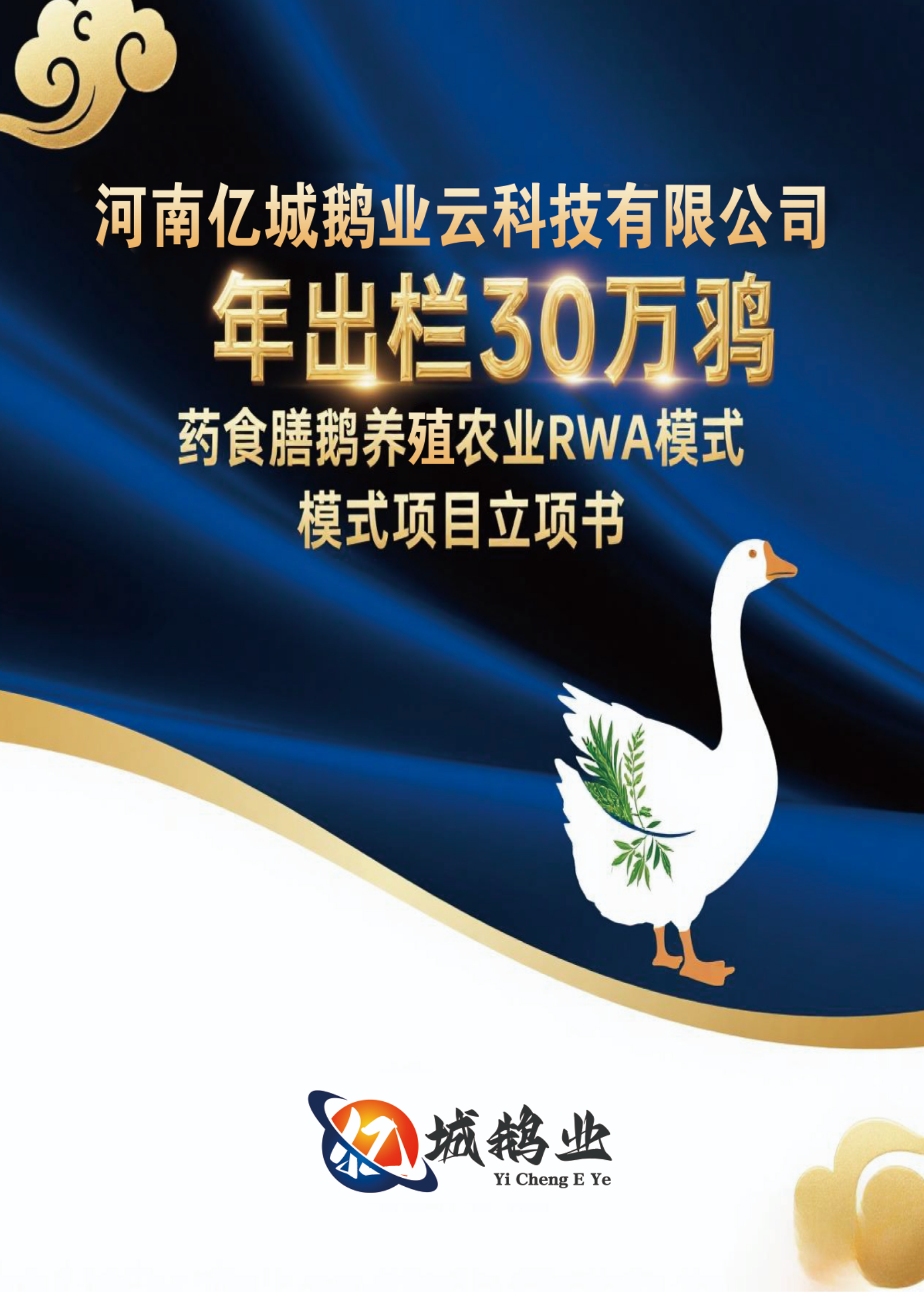河南亿城鹅业云科技有限公司 年出栏30万羽药膳鹅养殖全产业链农业RWA模式项目